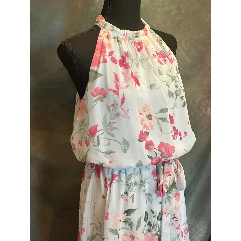 INC International Concepts Floral‎ High Neck Halter Maxi Dress Size 14 - Picture 3 of 6